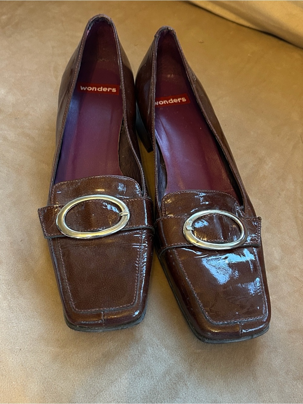 Wonders Brown Patent Leather Loafers
